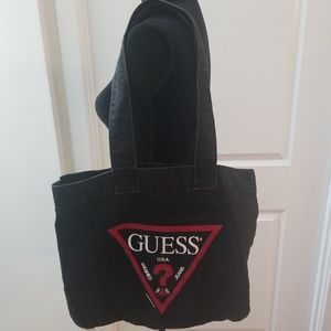 Vintage 1980s Guess Charcoal Denim Tote Bag